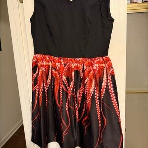 Black and Red Tentacle Print Dress